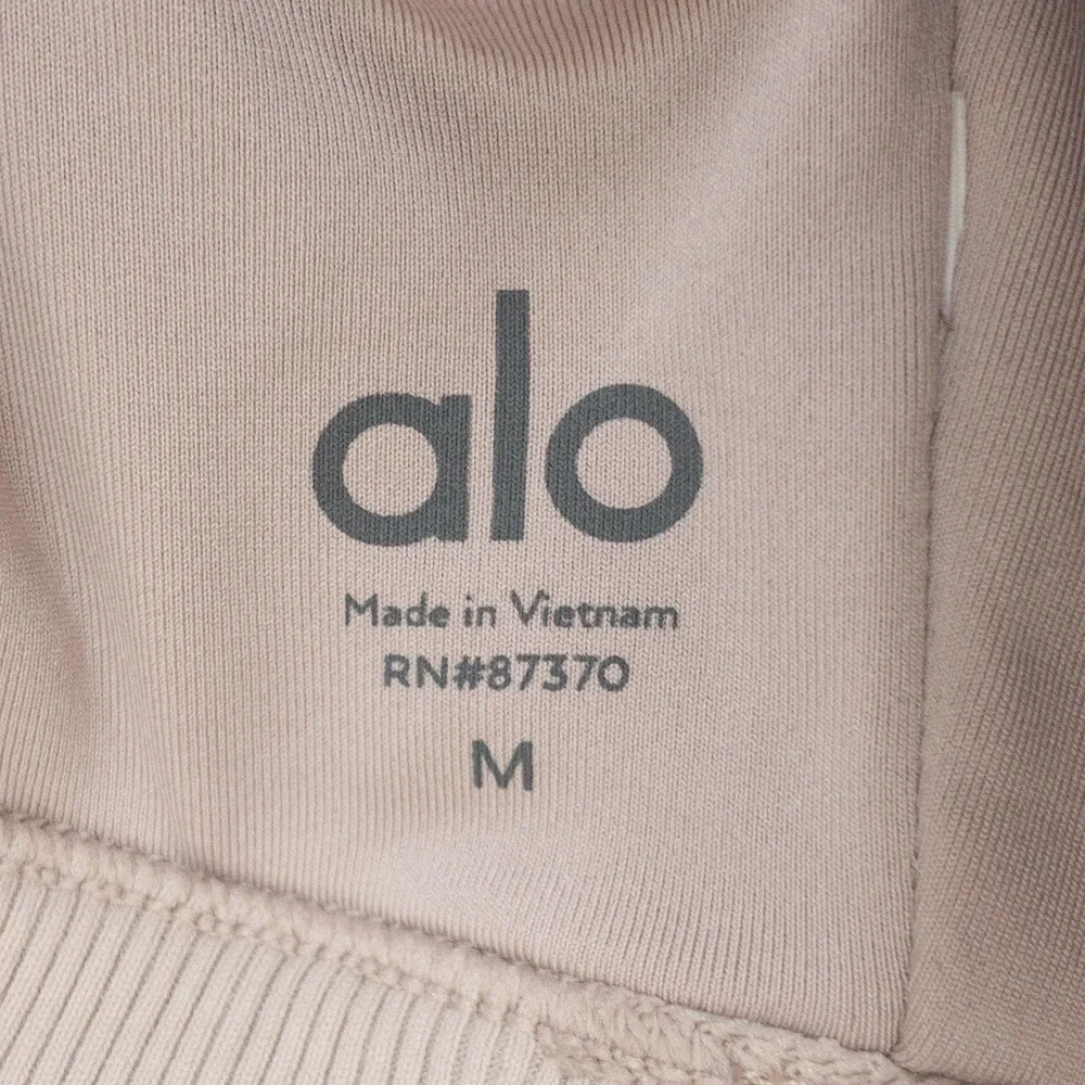 NO PADS Alo Yoga Sports Bra Womens Medium Taupe Ribbed Cross Activewear Emulate